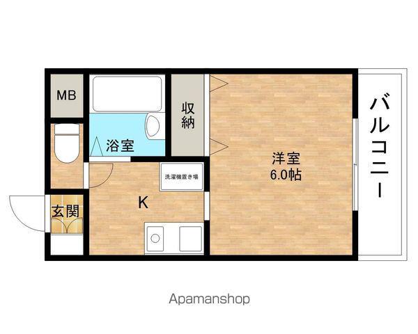 ユニバー山ノ手(1K/3階)の間取り写真