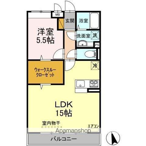 メゾンシャルマン(1LDK/2階)の間取り写真