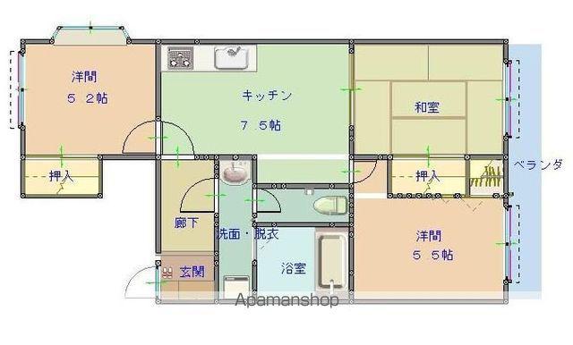 エメラルドマンション姪浜Ⅲ(2LDK/5階)の間取り写真