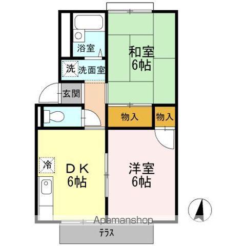 プレジール田中(2DK/2階)の間取り写真