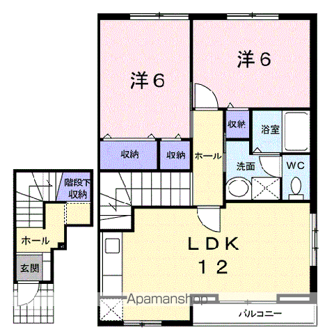 サンヒルズ B(2LDK/2階)の間取り写真