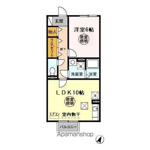 リヴィエール(1LDK/1階)の間取り写真