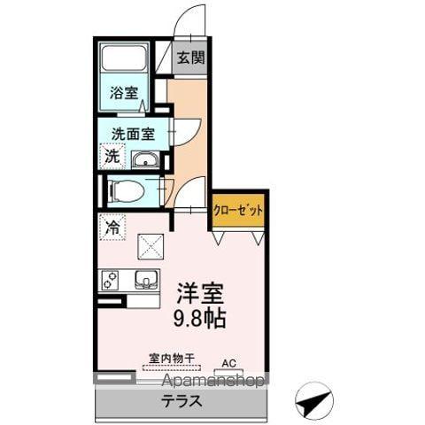 ジェルメⅡ(ワンルーム/1階)の間取り写真