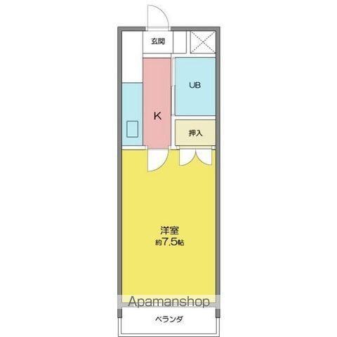 フラットスギヤマ(1K/4階)の間取り写真