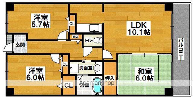 ノイ初芝(3LDK/6階)の間取り写真