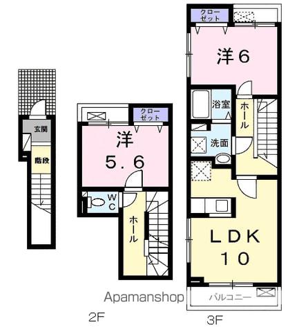 リーブ セレブリテⅢ C(2LDK/2階)の間取り写真