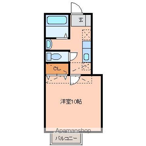 アスティオン荒井Ⅲ(1K/2階)の間取り写真