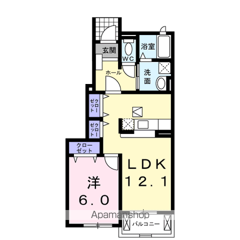 アンジュ(1LDK/1階)の間取り写真