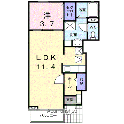 コンフォート(1LDK/1階)の間取り写真