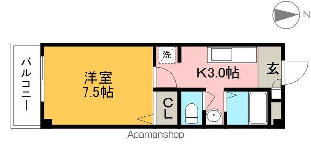 ノワール大原(1K/2階)の間取り写真