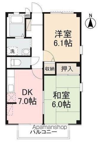 フォブール植原ⅡB(2DK/1階)の間取り写真