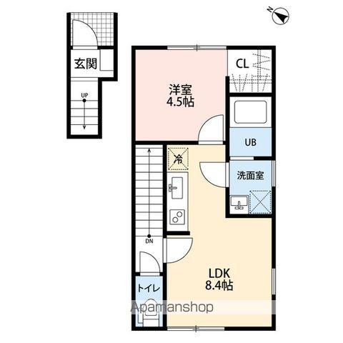 リバレイン小新西デュオ/トリオ(1LDK/2階)の間取り写真