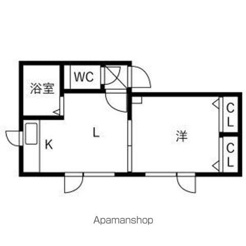 アークコート北28条(1DK/2階)の間取り写真