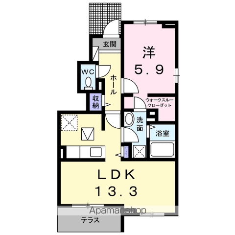 アルカンシェル(1LDK/1階)の間取り写真