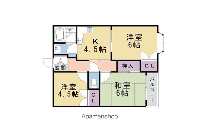 プランドール長岡京(3DK/2階)の間取り写真