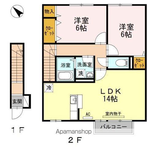 レジデンス城東(2LDK/2階)の間取り写真