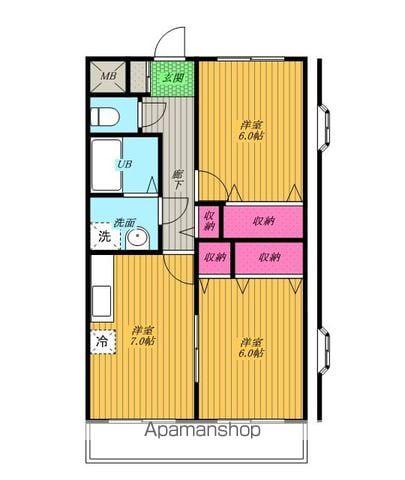 ルーラル大神(2DK/1階)の間取り写真