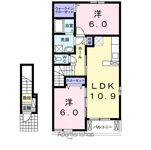 ネオリリーB(2LDK/2階)の間取り写真