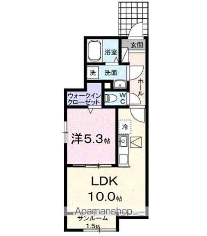 プラーム上田Ⅰ(1LDK/1階)の間取り写真