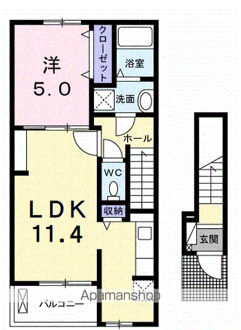 シェーネハイツ 別府(1LDK/2階)の間取り写真