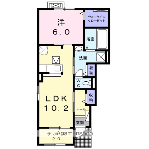 ルーベル金蔵寺ⅢA(1LDK/1階)の間取り写真