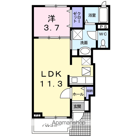 プリムローズ北日吉Ⅱ(1LDK/1階)の間取り写真