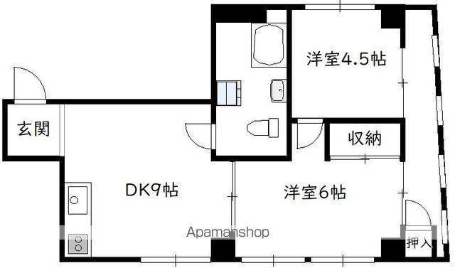 WINSHOME橘Ⅱ(2DK/4階)の間取り写真