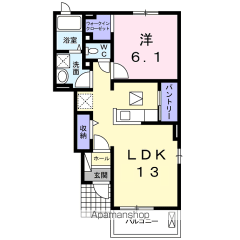 アルファードD(1LDK/1階)の間取り写真
