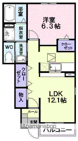 リリエンハイムA(1LDK/1階)の間取り写真