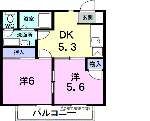 エスポワールエル(2DK/2階)の間取り写真