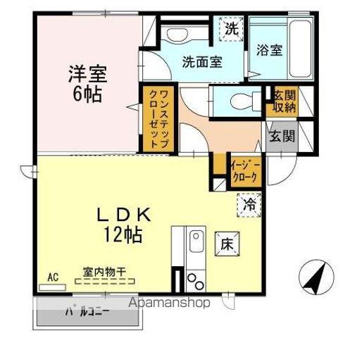 グリッター ヴィヴィ B(1LDK/1階)の間取り写真