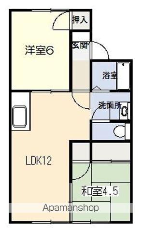 冬築タウン B棟(2LDK/1階)の間取り写真