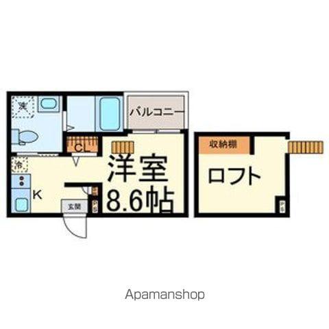 フロースハイム(ワンルーム/2階)の間取り写真