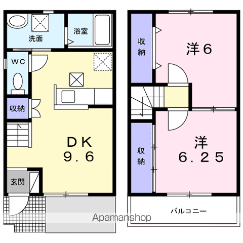 プラネット(2DK/1階)の間取り写真