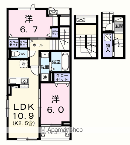 フェリス ソレアードⅢ(2LDK/3階)の間取り写真