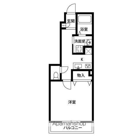 アンプルールリーブルSANTEⅡ(1K/1階)の間取り写真