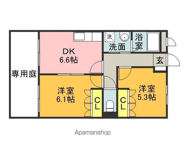 カメリアグランデⅠ(2DK/1階)の間取り写真