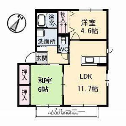 コーポ十六番浜5(2DK/2階)の間取り写真