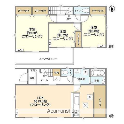 川越線 川越駅 バス乗車時間：35分 伊草坂下バス停で下車 徒歩8分 2階建 築4年(3LDK)の間取り写真