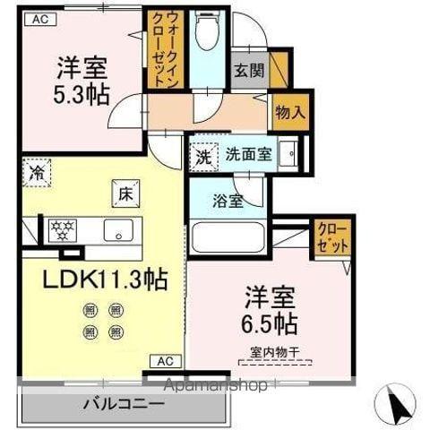 トランキーノ パルク(2LDK/1階)の間取り写真