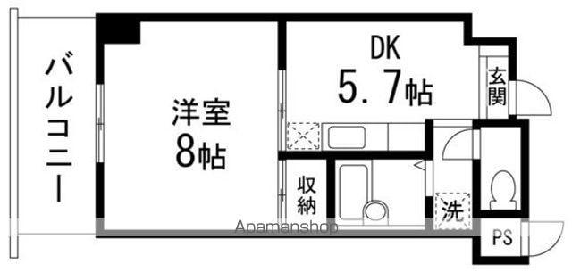 YSKコーポ卸町(1DK/12階)の間取り写真