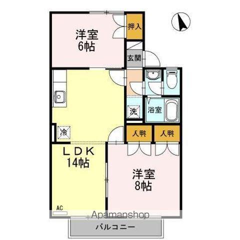 パウゼ・ドゥ・アピスB棟(2LDK/2階)の間取り写真