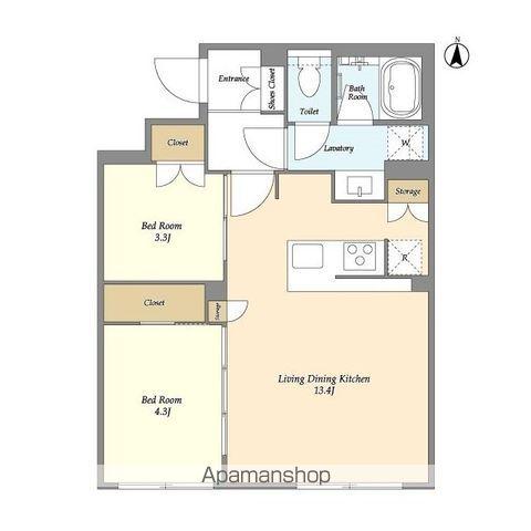 ガーデンレジデンス恵比寿(2LDK/3階)の間取り写真