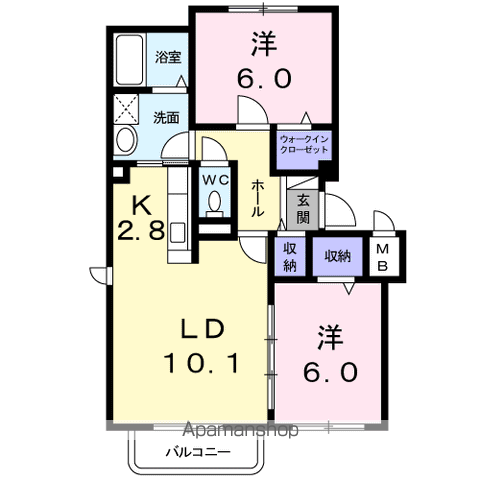 キャトルセゾンA(2LDK/3階)の間取り写真