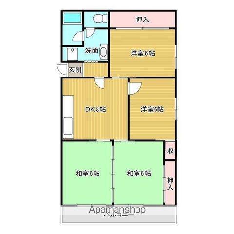 ハイツ東桜(4DK/6階)の間取り写真