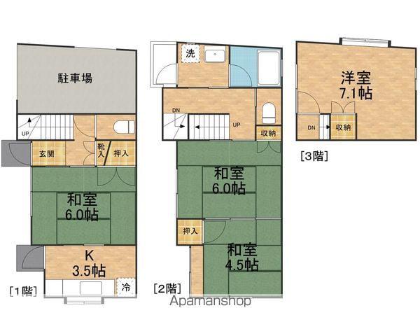 東京都葛飾区 3階建 築34年(4K)の間取り写真