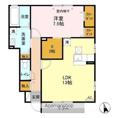 ライデンハイツⅢ(1LDK/1階)の間取り写真