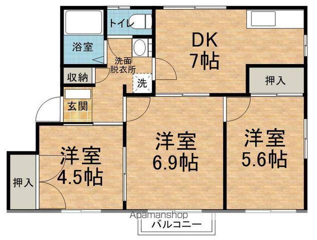 タウニー樹里D棟(3DK/2階)の間取り写真