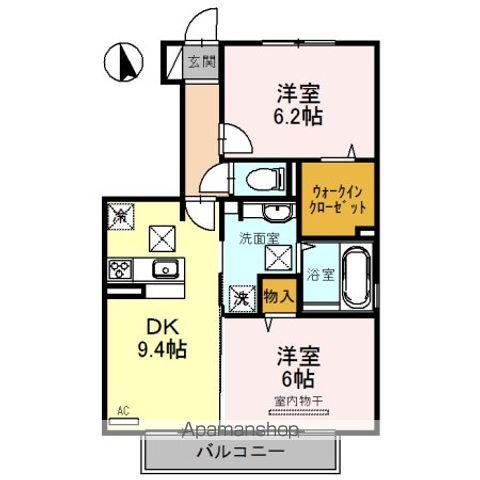 DーROOM西庄(2DK/1階)の間取り写真