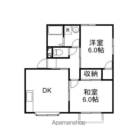 ファミール岡南Ⅲ(2DK/1階)の間取り写真